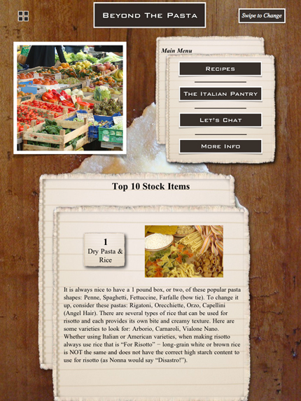 Beyond the Pasta iPad app page "Mark Leslie" Beyond the Pasta iPad app page "Mark Leslie"