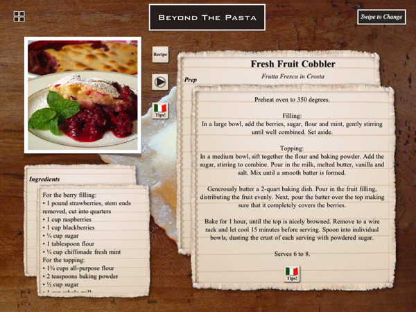 Beyond the Pasta iPad app recipe page "Mark Leslie" Beyond the Pasta iPad app recipe page "Mark Leslie"