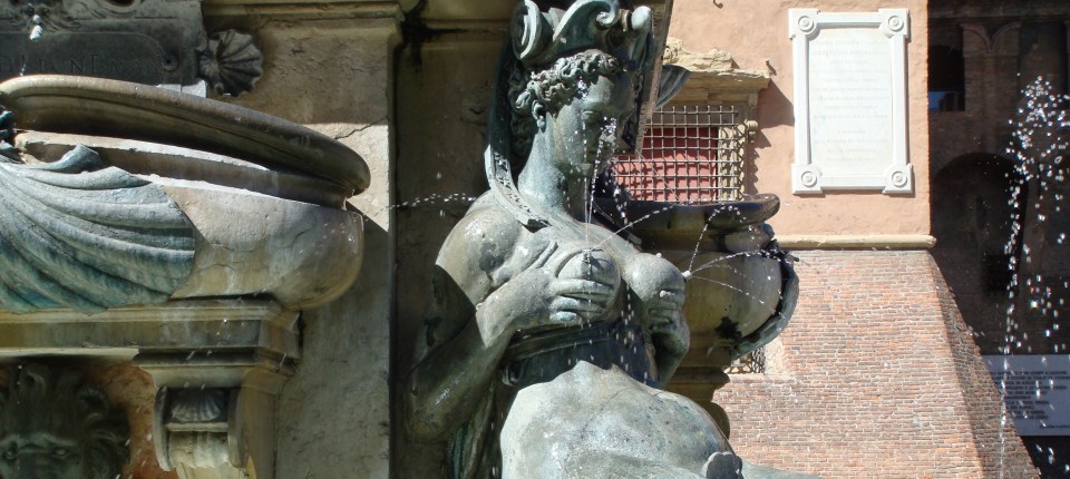 Detail of the Fontana di Nettuno (Neptune Fountain) in the Piazza Maggiore, Bologna, Italy