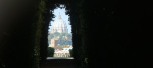 Saint Peter's as viewed through the keyhole on the Aventine Hill, Rome, Italy.