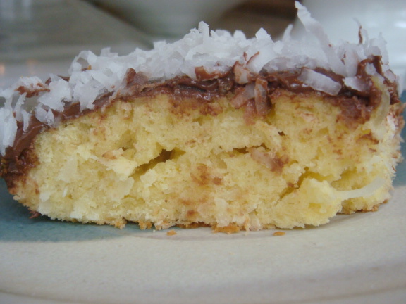 Piece of Coconut Yogurt Cake with Nutella - Beyond the Pasta